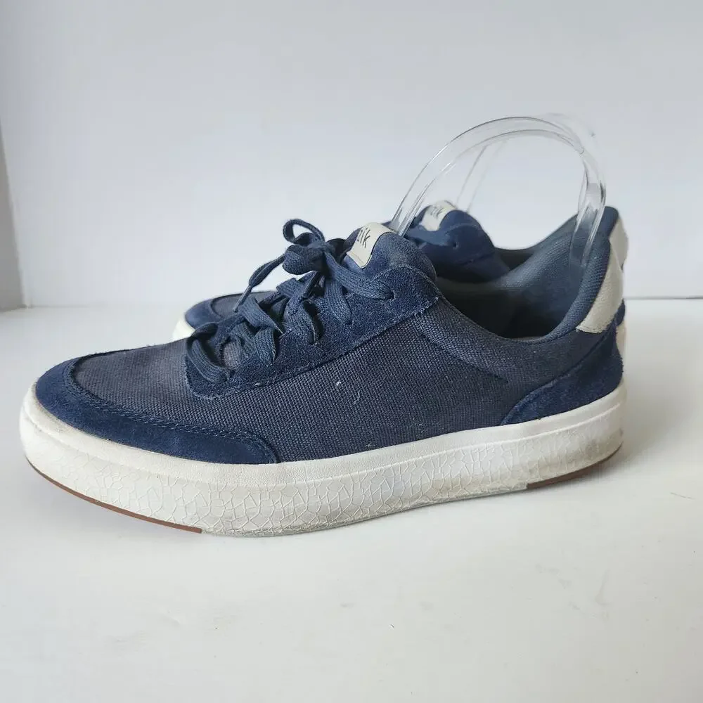 Kizik Prague Hands Free Sneakers Navy Blue Canvas Slip On Shoes SZ M8.5W W10W